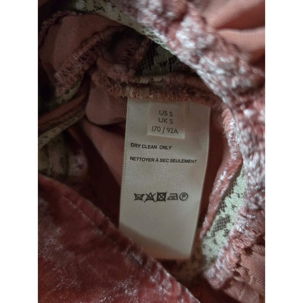 Free People Yours Truly Velvet Top Womens Small Mauve Lace Puff Sleeve Boho - Picture 4 of 16